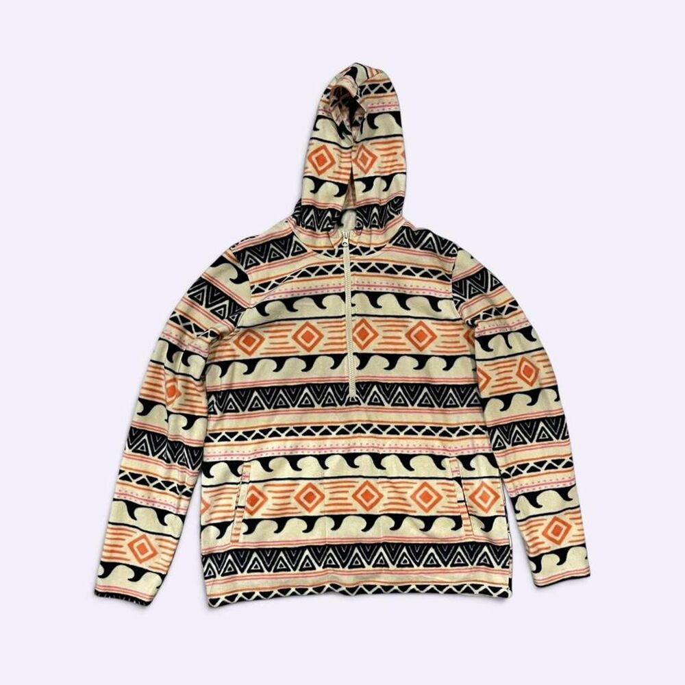O'Neill Aztec Geo Fleece Quarter Zip Hoodie Pastel Orange Pink Small